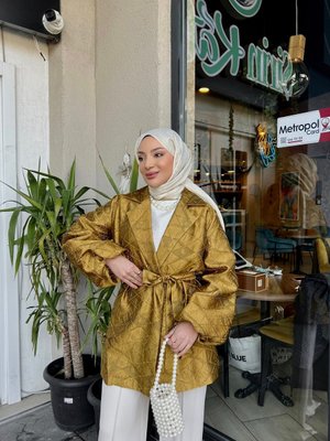 Hardal Jakar Balon Kol Ceket