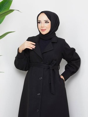 Kışlık Kuşaklı Kaşe Kaban