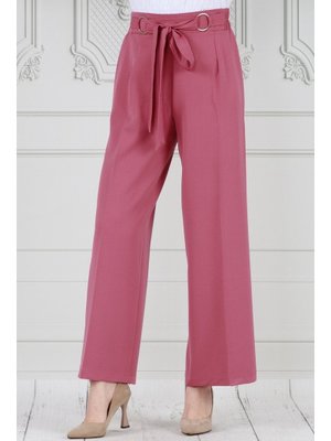 Pembe Halka Detay Bol Paça Pantolon