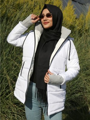 Kışlık Kapüşonlu Uzun Şişme Mont