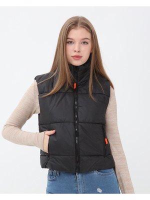 Kısa Kolsuz Yan Cepli Şişme Yelek Siyah