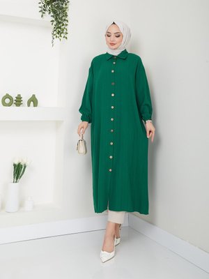 Maxi Boy Yırtmaçlı Viskon Tunik