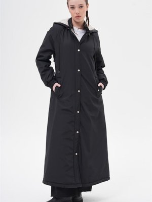 Elyaf Dolgulu Siyah Pardesü