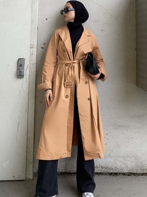 Önü Düğmeli Belden Bağlamalı Trenç