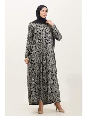 Adile Büyük Beden Desenli Viskon Elbise 4470a Adile Büyük Beden Desenli Viskon Elbise 4470a