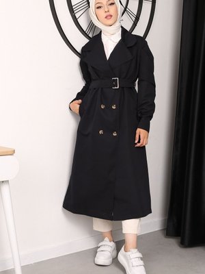 Koyu Lacivert Kruvaze Yaka Trençkot Koyu Lacivert Kruvaze Yaka Trençkot