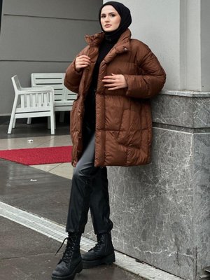 Cepli Şişme Mont Kahverengi Cepli Şişme Mont Kahverengi