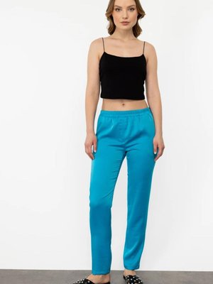 Turkuaz Beli Lastikli Pantolon