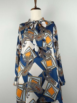 Büyük Beden Desenli Bluz İndigo Büyük Beden Desenli Bluz İndigo