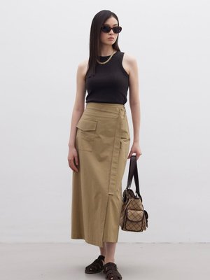 Kruvaze Cep Detaylı Etek Yeşil Kruvaze Cep Detaylı Etek Yeşil