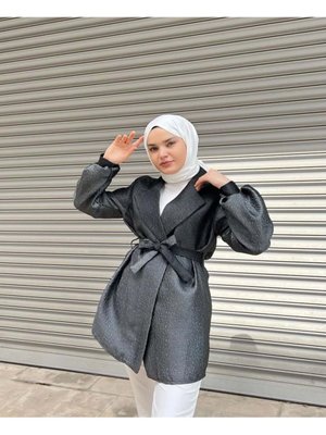 Ceket Abiye Kabartma Kumaş Siyah