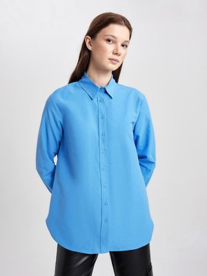 Relax Fit Poplin Uzun Kollu Gömlek Tunik B8314ax24sp