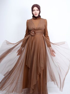 Fırfırlı Tesettür Abiye Elbise