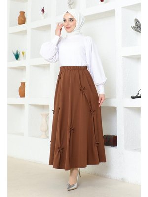 Fiyonk Detaylı Çan Etek Kahve