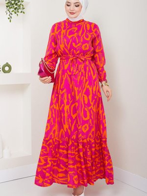 Mery Yazlık Viskon Elbise Fuşya Mery Yazlık Viskon Elbise Fuşya