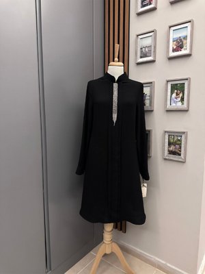 Hakim Yaka Taş Detaylı Uzun Tunik