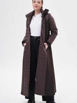 Garni Detaylı Kapüşonlu Koyu Kahverengimont