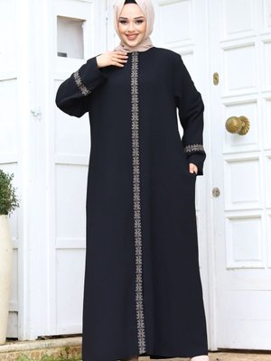 Büyük Beden Önü Nakışlı Ferace Büyük Beden Önü Nakışlı Ferace