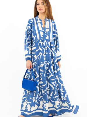 Prive Sorrento Viskon Maksi Boy Mavi Uzun Elbise