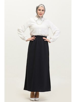Ahenk Büyük Beden Düğme Detaylı Etek Ahenk Büyük Beden Düğme Detaylı Etek