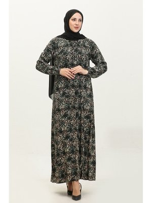 Açelya Büyük Beden Desenli Viskon Elbise 44851p
