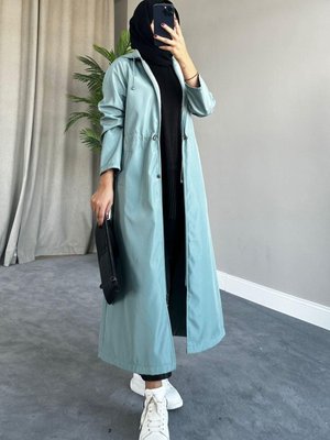 Kapişonlu Trenç Mint