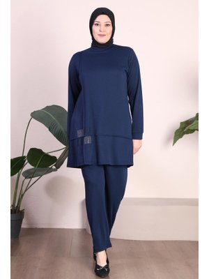 Lacivert Büyük Beden Triko Takım