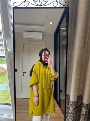 Olive Renk Fermuar Detaylı Tunik Olive Renk Fermuar Detaylı Tunik