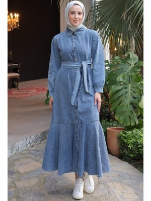 Lacivert Düğmeli Kot Kap