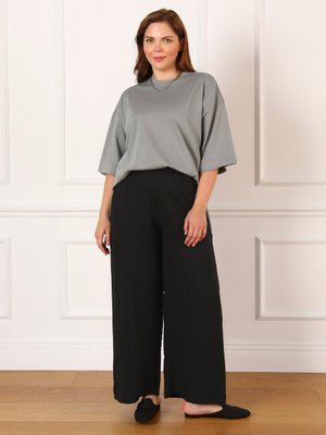 Siyah Beli Lastikli Büyük Beden Pantolon