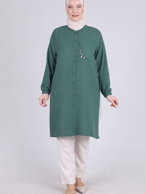 Nefti Büyük Beden Hakim Yaka Tunik