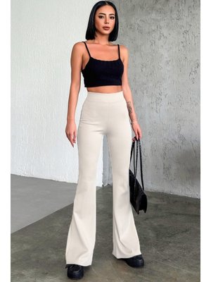 Bej İspanyol Paça Fitilli Tayt