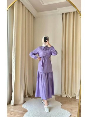 Bel Kuşaklı Bürümcük Elbise