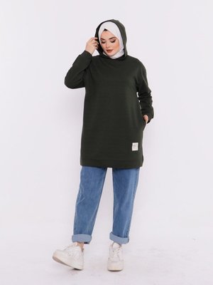 Kapüşonlu Sweatshirt Haki