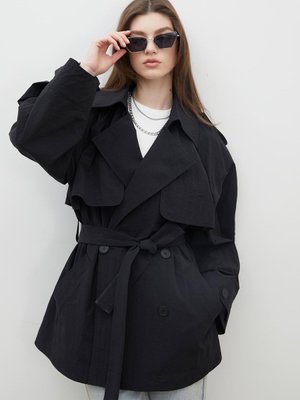 Lızbon Oversıze Kısa Trençkot Siyah Lızbon Oversıze Kısa Trençkot Siyah