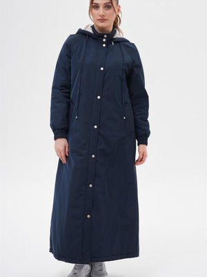 Elyaf Dolgulu Koyu Lacivert Pardesü