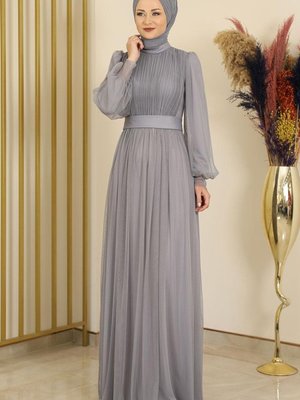 Sükse Abiye Elbise Gri Design