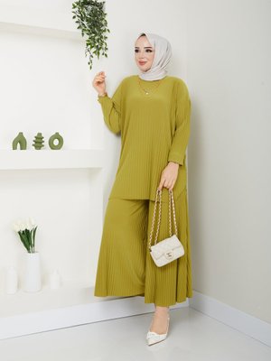 Yeni Sezon Çok Rahat Şık Etek Görünümlü Pantolon Tunik Ela Takım ??