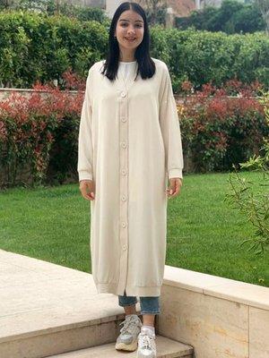 Bej Düğmeli Basic Ceket