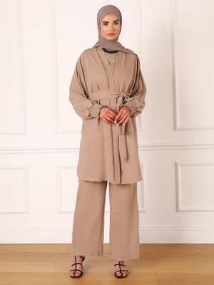 Koyu Vizon Aerobin Kap & Pantolon Bluz Üçlü Takım