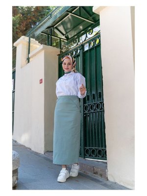 Kumaş Kalem Etek Mint Yeşili