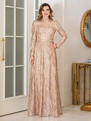 Gold Rengi Zuhal Abiye Elbise Gold Rengi Zuhal Abiye Elbise