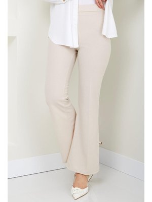 Bej İspanyol Paça Kumaş Pantolon Bej İspanyol Paça Kumaş Pantolon