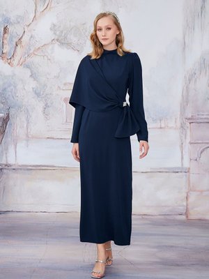 Lacivert Linda Abiye Elbise