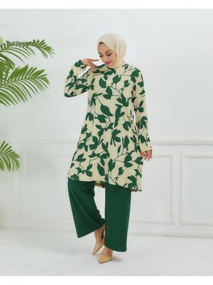 Bürümcük Kumaş Yaprak Desenli İkili Takım