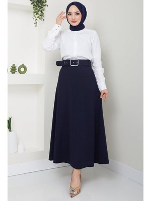 Lacivert Kemerli Mevlana Etek