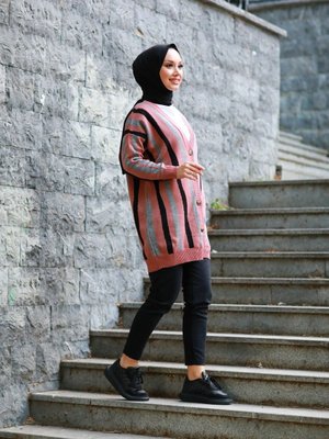 Çizgili Uzun Hırka