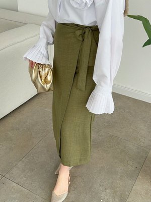 Bağlamalı Keten Anvelop Etek