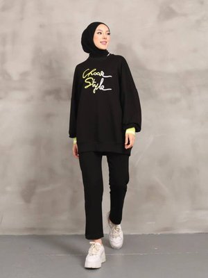 Alt Üst Eşofman Takımı Oversize Nakışlı İplik Likra