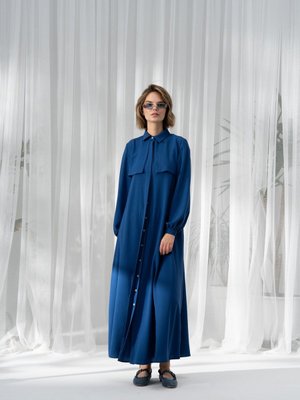 Kapaklı Ferace İndigo Bol Kalıp